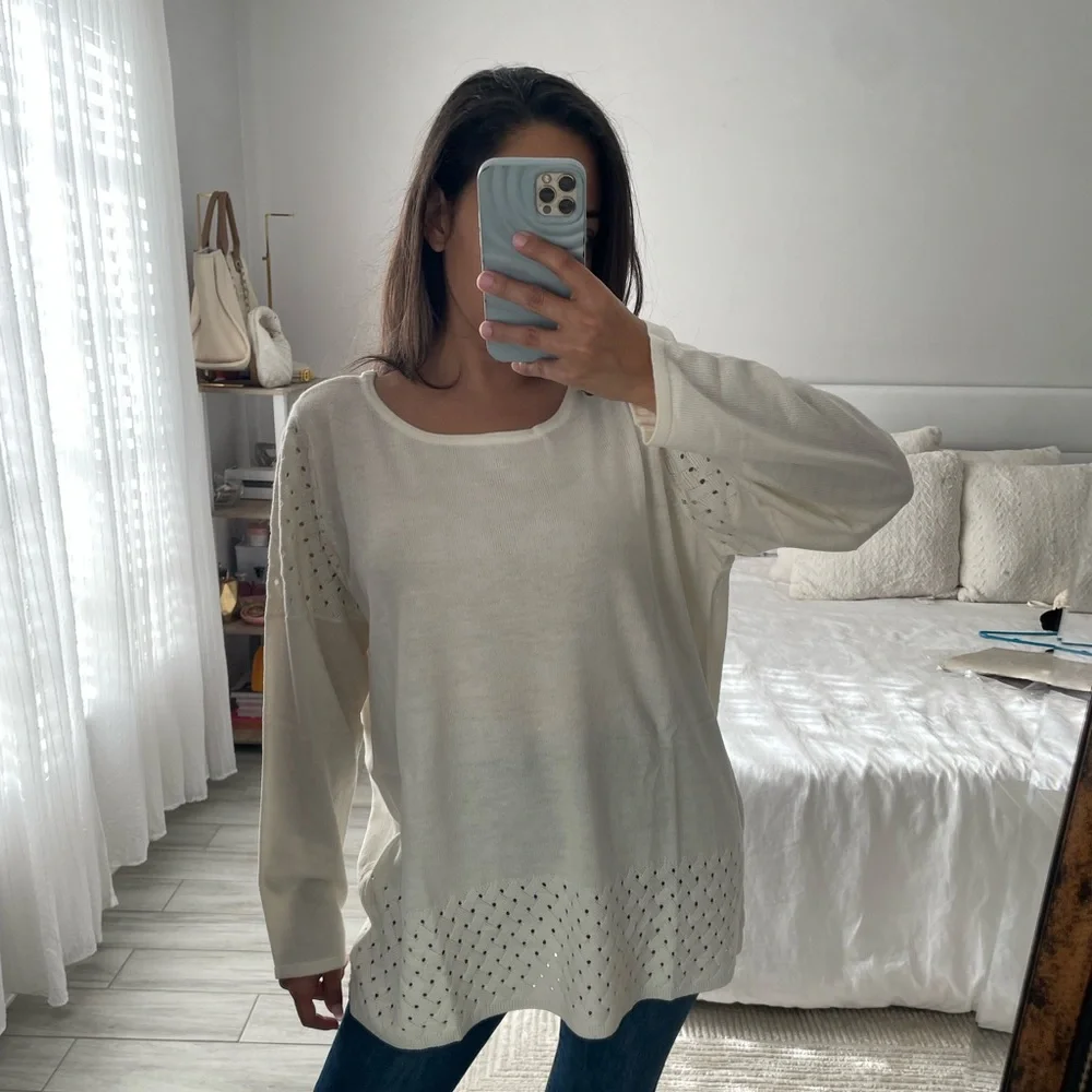 Avenue Cream Crew Neck Sweater - Picture 3 of 5